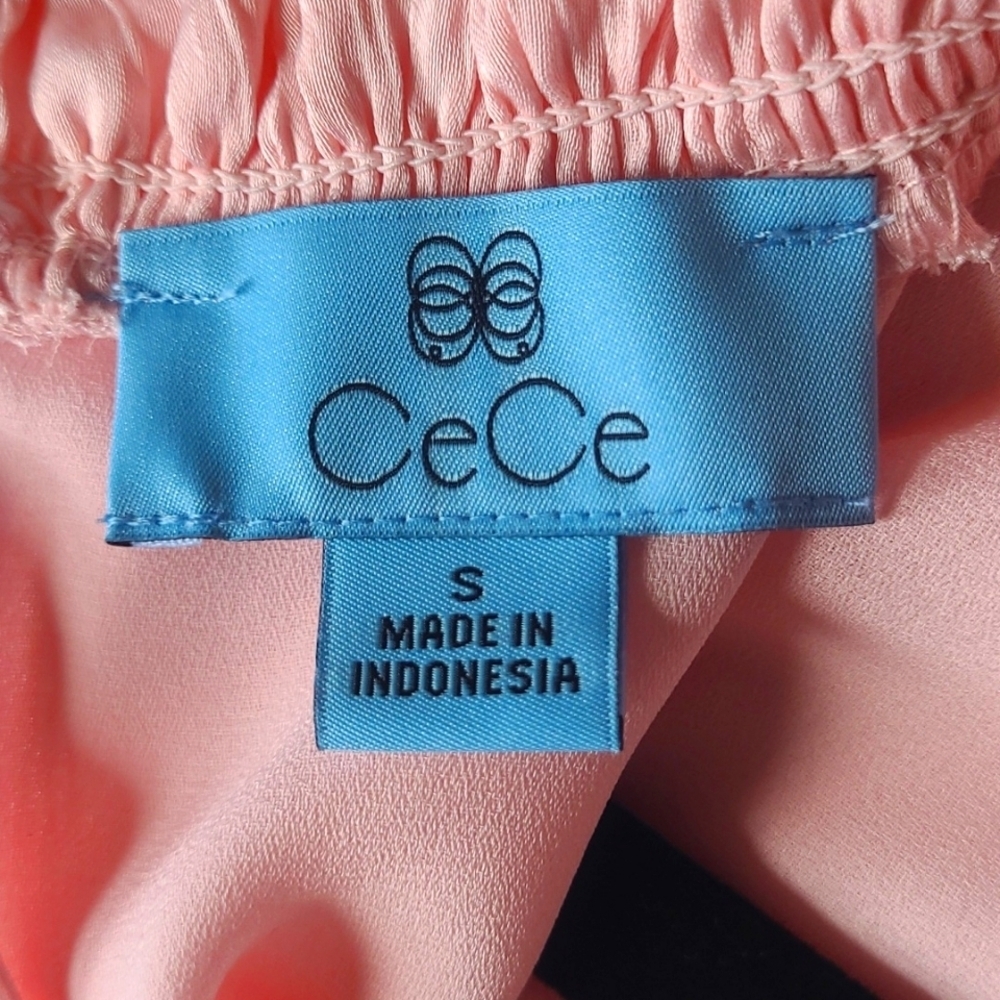 CeCe Pink Mock Neck Ruffle Sleeve Blouse NWT Romantic Work Top Small - Picture 7 of 14